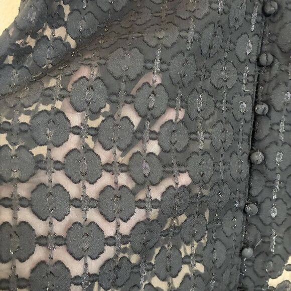 Torrid New Size 3X Black Shimmer Geo Clip Chiffon Smocked‎ Blouson Sleeve Blouse - Picture 10 of 13